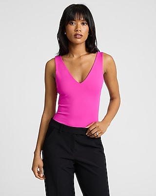 Express Hot Pink Body Contour Strappy Back Bodysuit