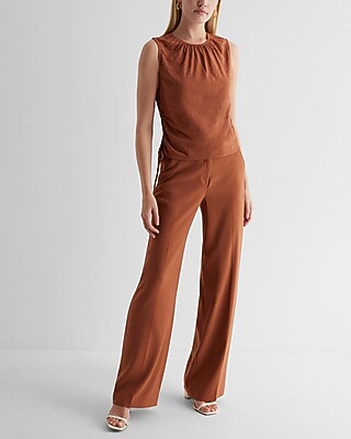 Gathered Crew Neck Side Tie Cutout Copped Tank - image 4