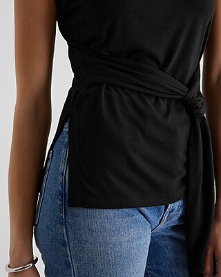 Linen-Blend Tie Waist Muscle Tank - image 3