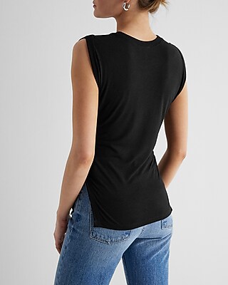Linen-Blend Tie Waist Muscle Tank - image 4