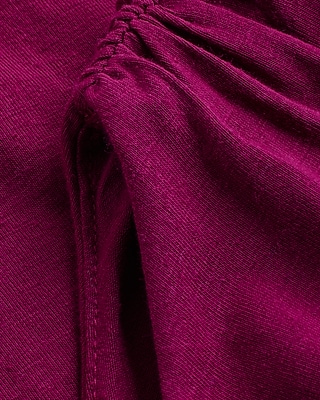 Skimming Linen-Blend Ruched Shoulder Bubble Tank