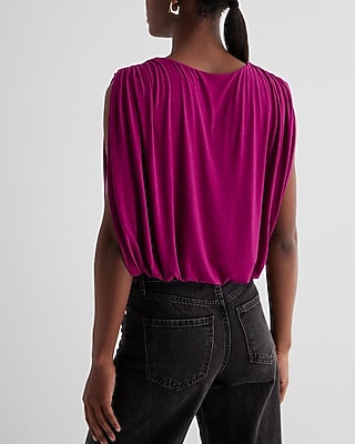 Skimming Linen-Blend Ruched Shoulder Bubble Tank