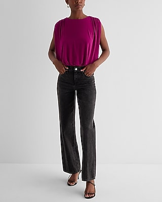 Skimming Linen-Blend Ruched Shoulder Bubble Tank