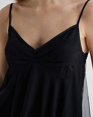 Mesh V-Neck Tie Strap Babydoll Cami - image 3