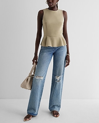 Ponte Crew Neck Peplum Tank