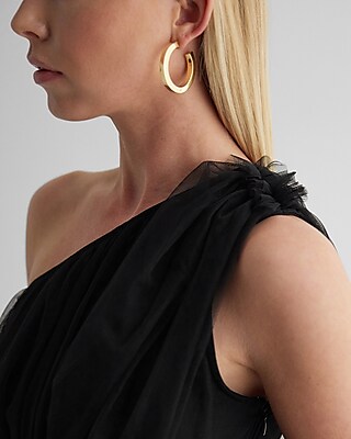 Tulle One Shoulder Peplum Top