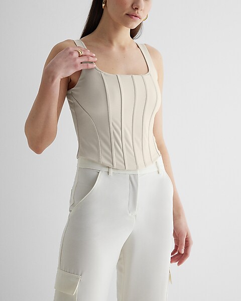 Summer Leather Camisole Corset Pants Set Top And High Waist Skinny