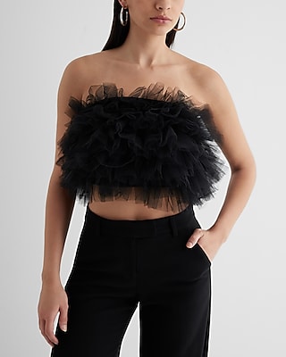 EX ORGANZA TUBE TOP 8610749:PITCH BLACK:S