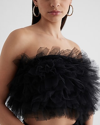 EX ORGANZA TUBE TOP 8610749:PITCH BLACK:S