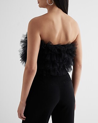 EX ORGANZA TUBE TOP 8610749:PITCH BLACK:S