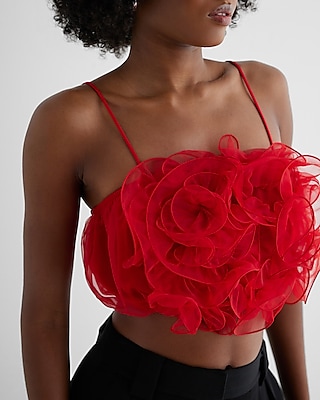 Mesh Rosette Cropped Cami