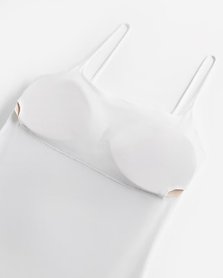 Body Contour High Compression Square Neck Cropped Tank With Bra Cups