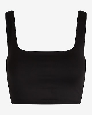 Body Contour High Compression Square Neck Cropped Tank With Bra Cups