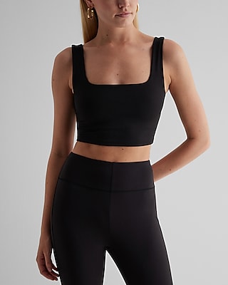 Body Contour High Compression Square Neck Cropped Tank With Bra Cups