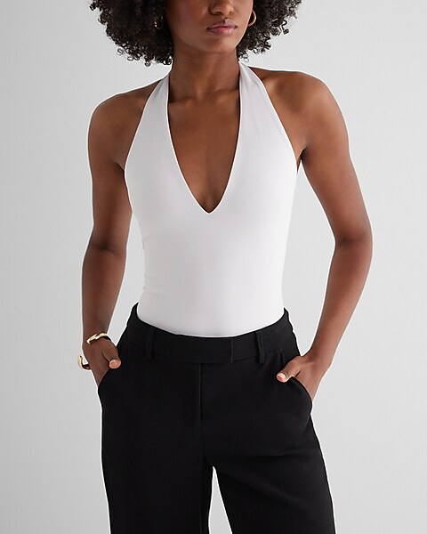 Express Body Contour Compression V-Neck Long Sleeve Bodysuit Women's