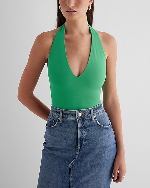 Body Contour High Compression Deep V-neck Halter Bodysuit Body Contour High Compression Deep V-neck Halter Bodysuit