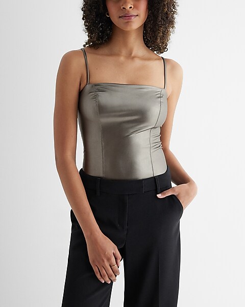 Body Contour High Compression Ribbed Square Neck Cropped Tank