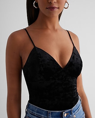 Body Contour Crushed Velvet V-Neck Bustier Bodysuit