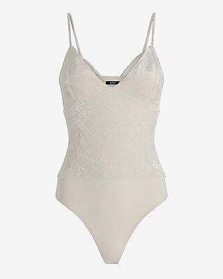 Body Contour Crushed Velvet V-Neck Bustier Bodysuit