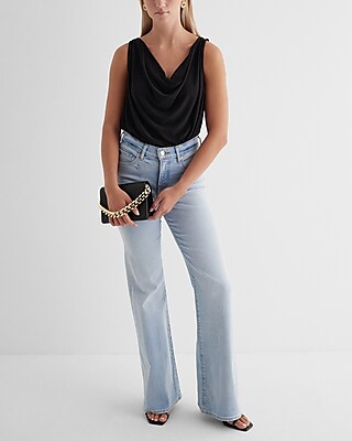 Skimming Double Cowl Neck Sleeveless Bodysuit