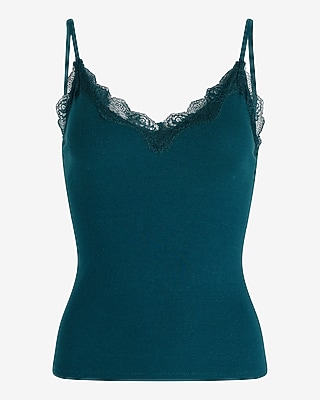 Essential Fitted Ribbed V-Neck Lace Trim Cami
