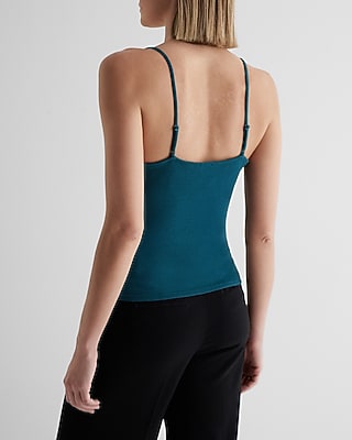Essential Fitted Ribbed V-Neck Lace Trim Cami