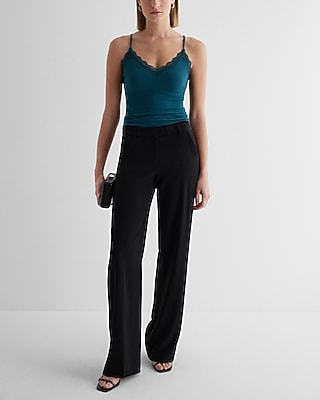 Essential Fitted Ribbed V-Neck Lace Trim Cami
