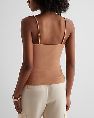 Essential Fitted Ribbed V-Neck Lace Trim Cami