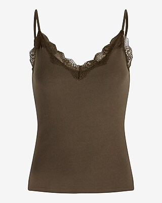 Essential Fitted Ribbed V-Neck Lace Trim Cami
