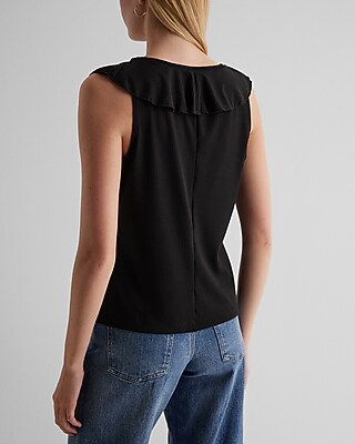 Ribbed V-Neck Ruffle Tank - thumbnail 8