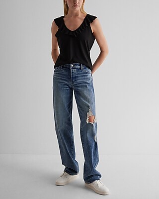 Ribbed V-Neck Ruffle Tank - thumbnail 9