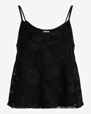 Embroidered Floral Mesh V-Neck Cami