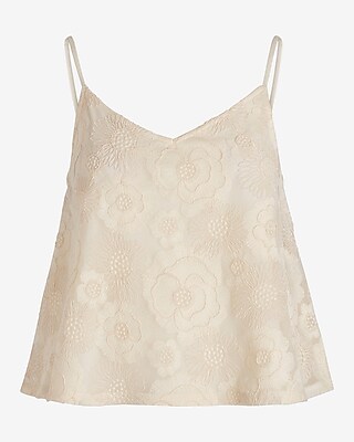 Embroidered Floral Mesh V-Neck Cami - image 5
