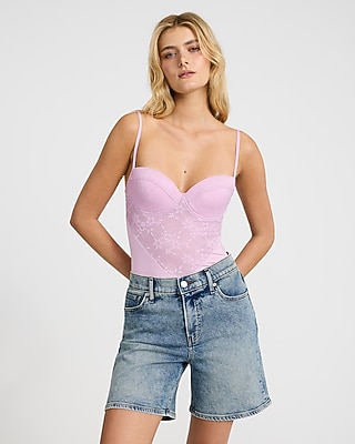 Lace Bustier Sleeveless Bodysuit