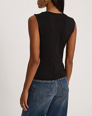 Crew Neck Tie Front Tank - image 2