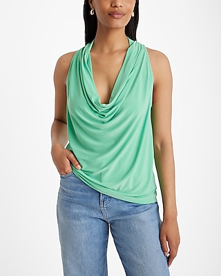 Draped Cowl Neck Racerback Tank