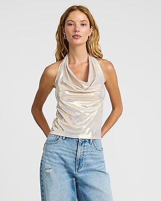 Shine Cowl Halter Neck Tank