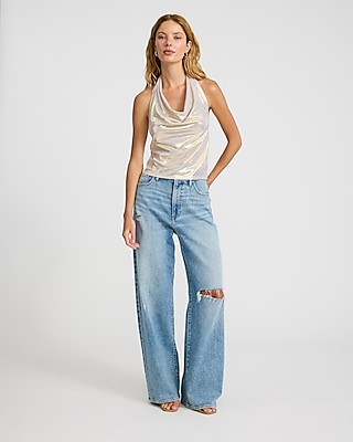 Shine Cowl Halter Neck Tank