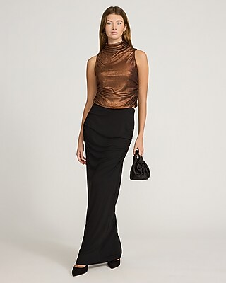 Shine Mock Neck Ruched Tank