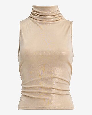 Shine Mock Neck Ruched Tank