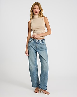 Shine Mock Neck Ruched Tank