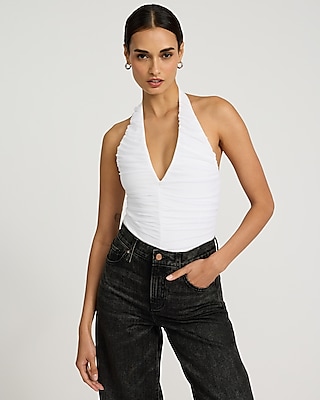 Satin Halter Cowl Neck Tank
