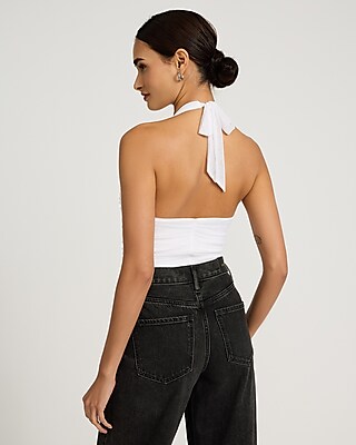 Ruched Halter Neck Bodysuit
