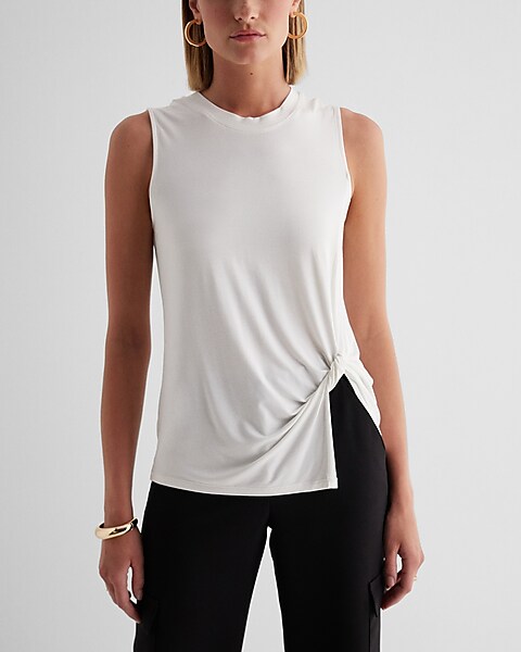 Supersoft Relaxed Crew Neck Twist Front Tank