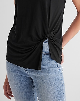 Supersoft Relaxed Crew Neck Twist Front Tank