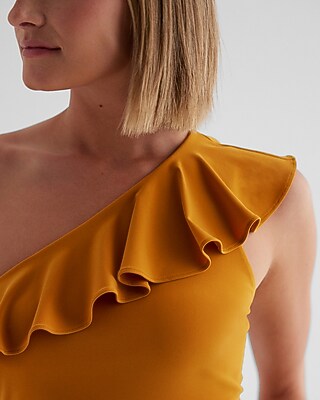 Fitted One Shoulder Ruffle Tank - image 2