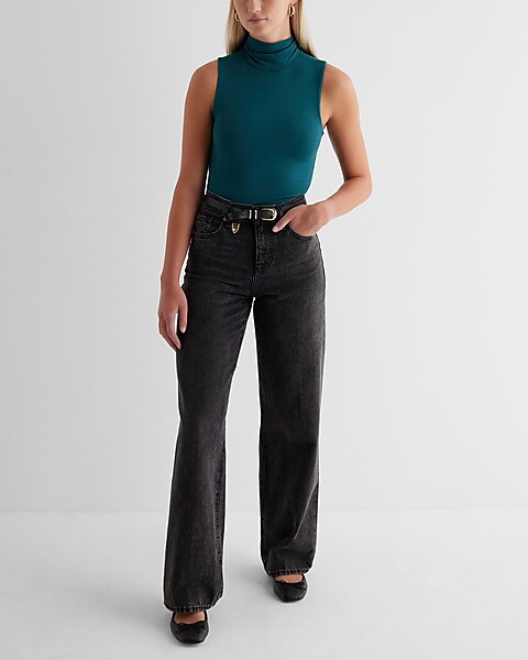 Bodysuit Fitted Sleeveless | Express Supersoft Turtleneck