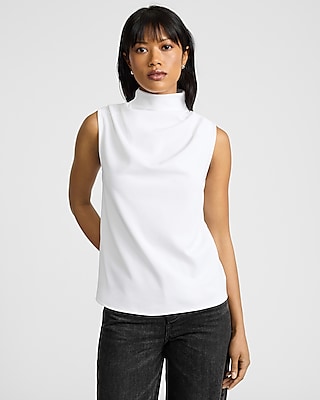 Skimming Textured Draped Cowl Neck Ruched Side Top | Express