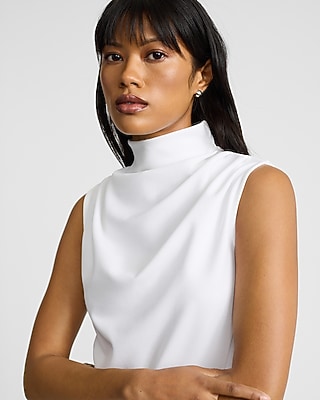 Skimming Draped Mock Neck Tank