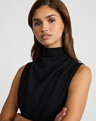 Skimming Draped Mock Neck Tank
